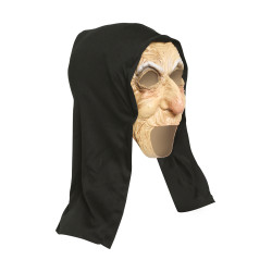 Vinylová maska staré paní s kapucí